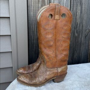 Vintage ACME Tan and Cream Western Boots Size 7